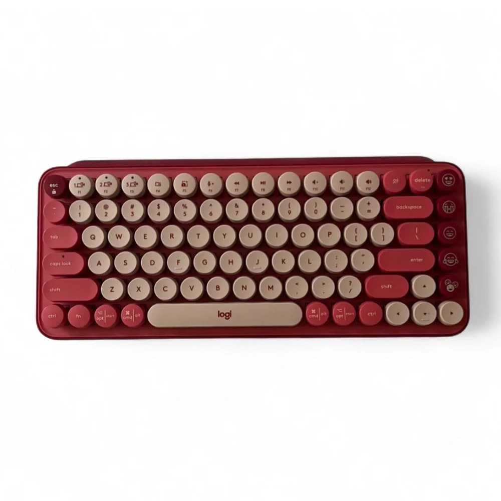 Logitech Pop Keys Wireless Keyboard in Red and Tan